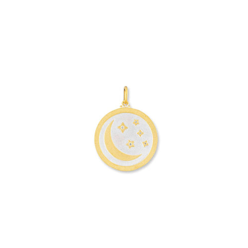 Half Moon and Stars Print Medallion with Diamonds by Lika Behar