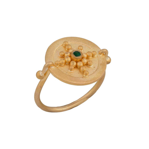 Medallion Compass Ring, Emerald by Lika Behar