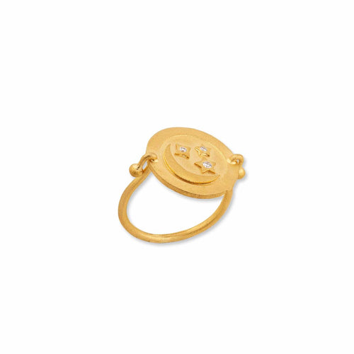 Medallion Crescent and Stars Ring, Diamond by Lika Behar