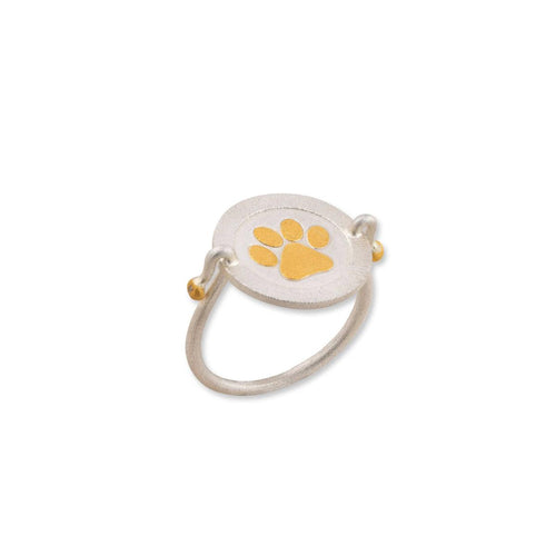 Paw Print Medallion Ring with Diamonds by Lika Behar