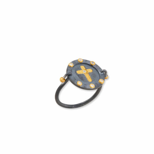 Medallion Cross Ring, Diamond by Lika Behar