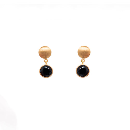 Moon Black Spinel 24K Gold Vermeil Earrings-Joyla-Renee Taylor Gallery