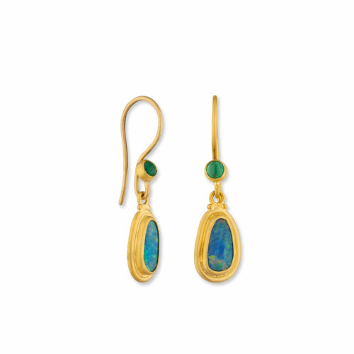 Monet's Garden Opal Earrings with Emerald by Lika Behar