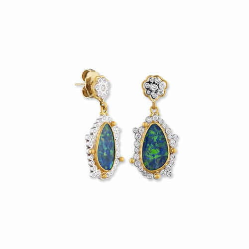 Monet's Garden Opal Earrings with Diamond by Lika Behar