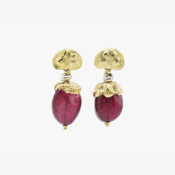 Handcrafted 18kt Gold Pendant Earrings with Rubies - MO2091RU-Misani Milano-Renee Taylor Gallery