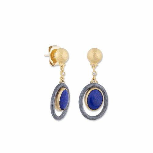 Modern Earrings with Lapis & Diamond by Lika Behar