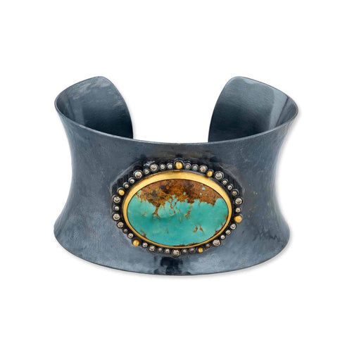 My World Bracelet with Turquoise Kingman & Diamond Cognac by Lika Behar