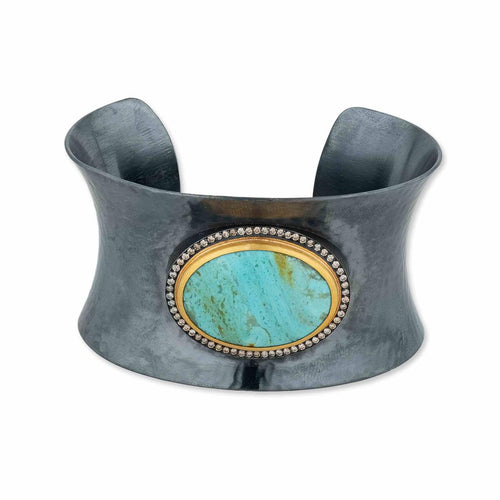 My World Bracelet with Turquoise Kingman & Diamond Cognac by Lika Behar