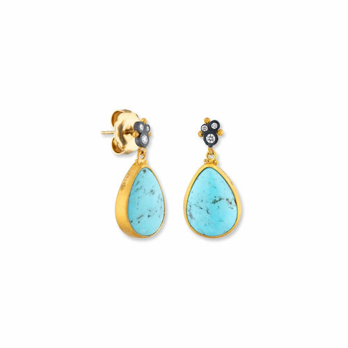 My World Kingman Turquoise Earrings with Diamond by Lika Behar