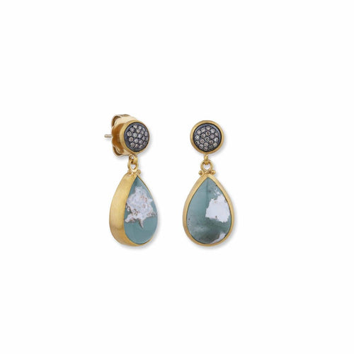 My World Earrings with Aquaprase & Diamond Cognac by Lika Behar