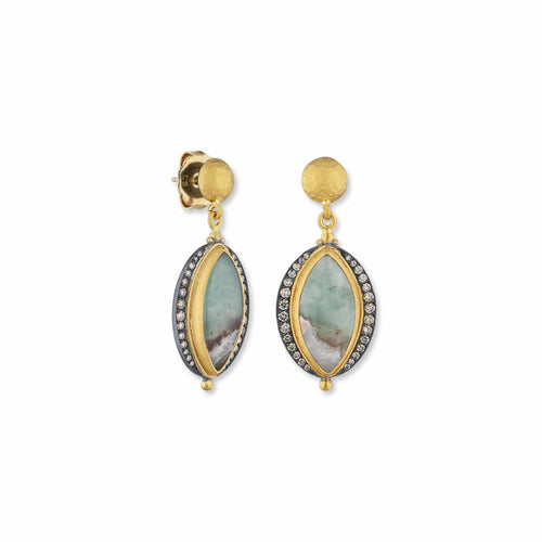 My World Aquaprase Earrings with Diamond Cognac by Lika Behar