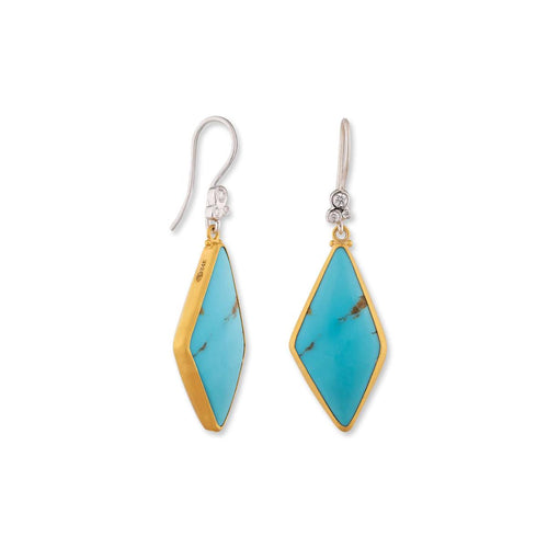 My World Lagoon Tq Earrings with Turquoise Kingman & Diamond by Lika Behar