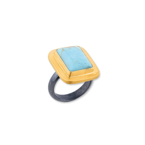 My World Ring with Turquoise Kingman by Lika Behar