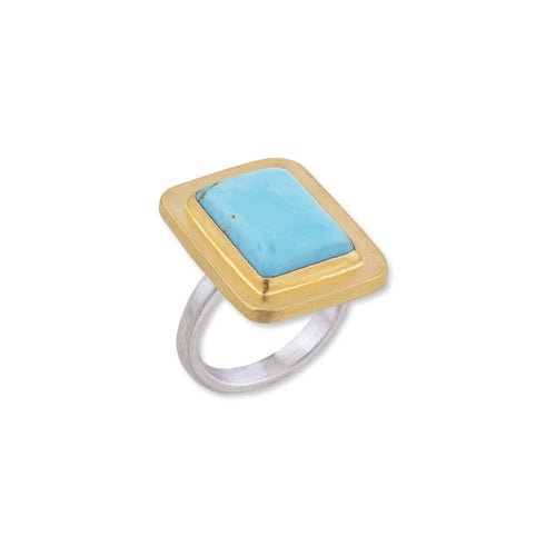 My World Ring with Turquoise Kingman by Lika Behar