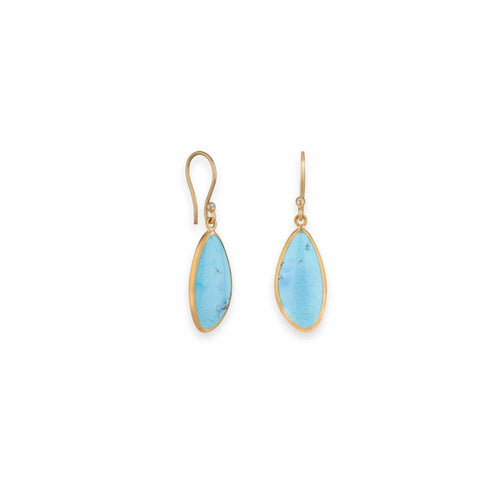 My Sky Turquoise 22K Earwires, Diamond by Lika Behar