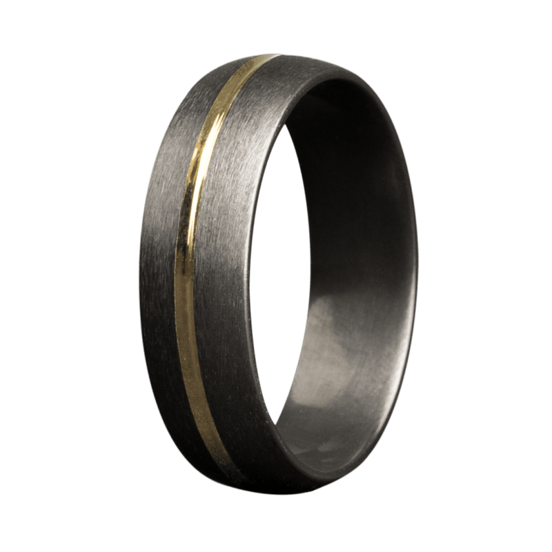 6mm Zirconium Satin Dome Ring with 14K Yellow Recessed Center Inlay – K6MZ133:Y1-REC-Heavy Stone-Renee Taylor Gallery