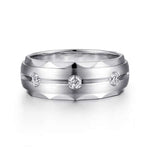 14K White Gold Diamond Men's Wedding Ring in Satin Finish - MR15675W44JJ-Gabriel & Co.-Renee Taylor Gallery