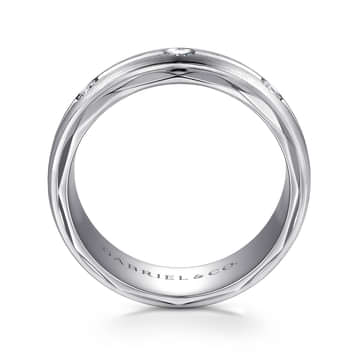 14K White Gold Diamond Men's Wedding Ring in Satin Finish - MR15675W44JJ-Gabriel & Co.-Renee Taylor Gallery