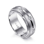 14K White Gold Diamond Men's Wedding Ring in Satin Finish - MR15675W44JJ-Gabriel & Co.-Renee Taylor Gallery