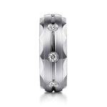 14K White Gold Diamond Men's Wedding Ring in Satin Finish - MR15675W44JJ-Gabriel & Co.-Renee Taylor Gallery