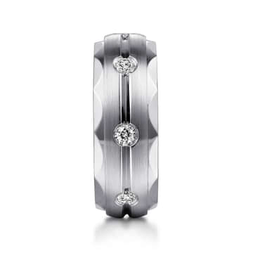 14K White Gold Diamond Men's Wedding Ring in Satin Finish - MR15675W44JJ-Gabriel & Co.-Renee Taylor Gallery