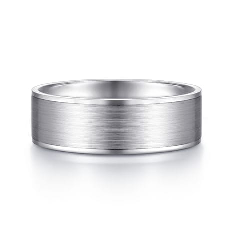 14K White Gold 7mm - Men's Wedding Band in Satin Finish - MBL0143-70W4JJJ-Gabriel & Co.-Renee Taylor Gallery