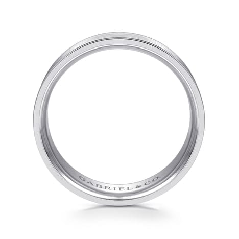 14K White Gold 7mm - Men's Wedding Band in Satin Finish - MBL0143-70W4JJJ-Gabriel & Co.-Renee Taylor Gallery
