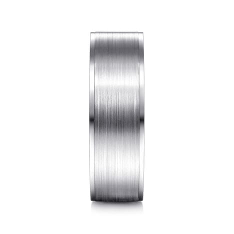 14K White Gold 7mm - Men's Wedding Band in Satin Finish - MBL0143-70W4JJJ-Gabriel & Co.-Renee Taylor Gallery
