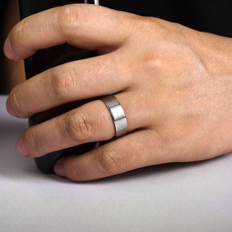 14K White Gold 7mm - Men's Wedding Band in Satin Finish - MBL0143-70W4JJJ-Gabriel & Co.-Renee Taylor Gallery