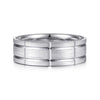 14K White Gold 8mm - Carved Men's Wedding Band in Satin Finish - MBH0192-80W4JJJ-Gabriel & Co.-Renee Taylor Gallery