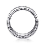 14K White Gold 8mm - Carved Men's Wedding Band in Satin Finish - MBH0192-80W4JJJ-Gabriel & Co.-Renee Taylor Gallery