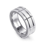 14K White Gold 8mm - Carved Men's Wedding Band in Satin Finish - MBH0192-80W4JJJ-Gabriel & Co.-Renee Taylor Gallery