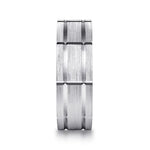 14K White Gold 8mm - Carved Men's Wedding Band in Satin Finish - MBH0192-80W4JJJ-Gabriel & Co.-Renee Taylor Gallery