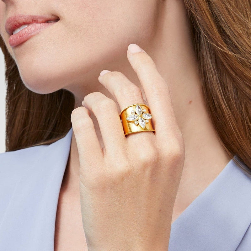 Monaco Statement Ring CZ/Pearl Gold [Discontinued]-Julie Vos-Renee Taylor Gallery