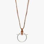 Origins Necklace - Silver Plated, Camel Leather - N0057 MCA00-CXC-Renee Taylor Gallery