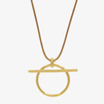 Origins Slim Necklace - Gold Plated, Camel Leather - N0084 ORC00-CXC-Renee Taylor Gallery
