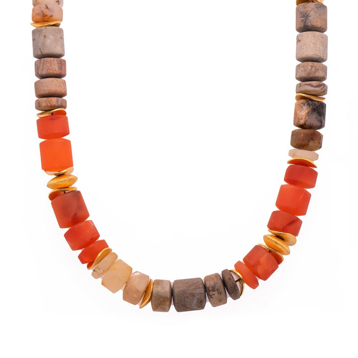 10mm Carnelian, Jasper, Dendrite & Agate 24K Gold Vermeil Necklace - N010 270-Joyla-Renee Taylor Gallery