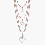 Cross Heart Leather Necklace - Silver Plated, Camel Waxed Leather - N0108 MCA00-CXC-Renee Taylor Gallery