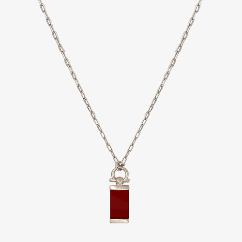Mini Omega Alejandra Necklace - Silver Plated, Burgundy Methacrylate - N0130 MKB00-CXC-Renee Taylor Gallery