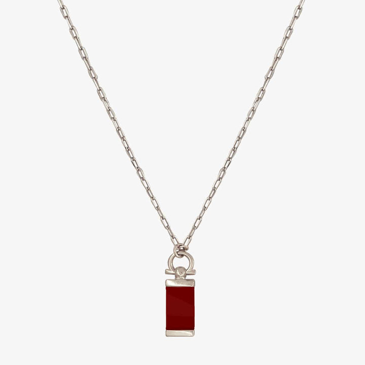 Mini Omega Alejandra Necklace - Silver Plated, Burgundy Methacrylate - N0130 MKB00-CXC-Renee Taylor Gallery