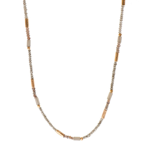 Smoky Quartz 3mm Necklace 24K Fair Trade Gold Vermeil-Joyla-Renee Taylor Gallery