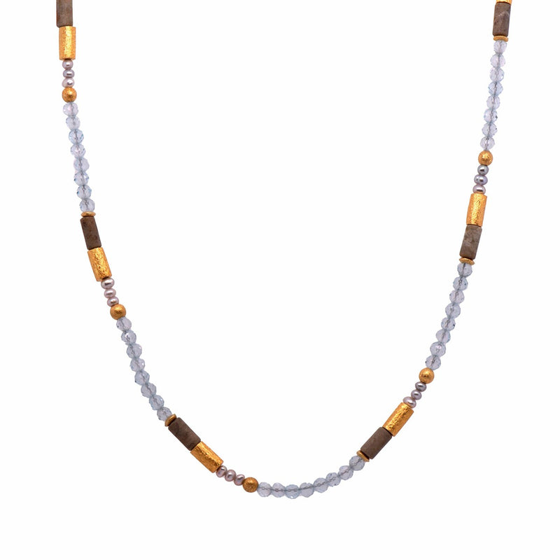 3mm Blue Topaz 24K Gold Vermeil Necklace-Joyla-Renee Taylor Gallery