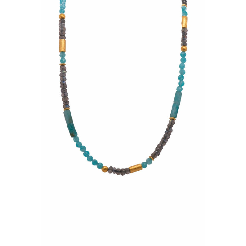 3mm Amazonite & Labradorite 24K Gold Vermeil Necklace-Joyla-Renee Taylor Gallery