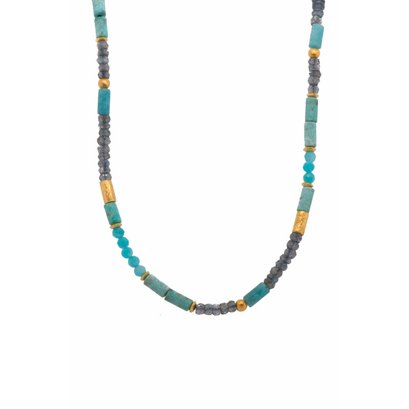 3mm Labradorite, Amazonite 24K Gold Vermeil Necklace-Joyla-Renee Taylor Gallery