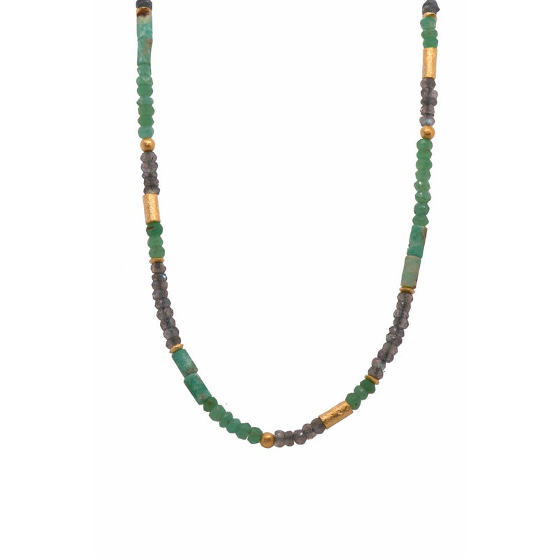 3mm Chrysoprase & Labradorite 24K Gold Vermeil Necklace-Joyla-Renee Taylor Gallery