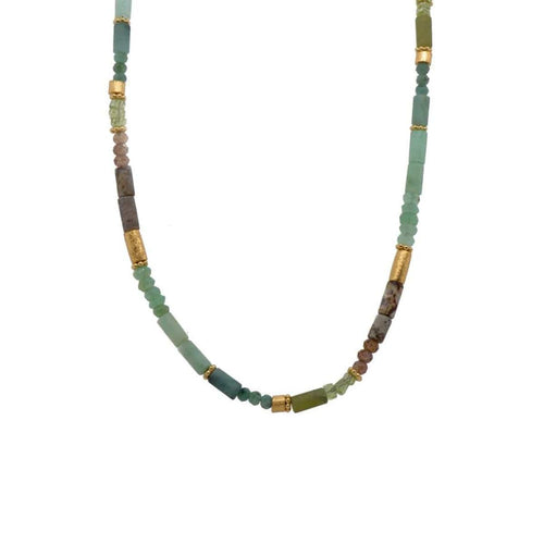 Emerald, Prehnite, Peridot And Zircon 24K Fair Trade Gold Vermeil Necklace-Joyla-Renee Taylor Gallery