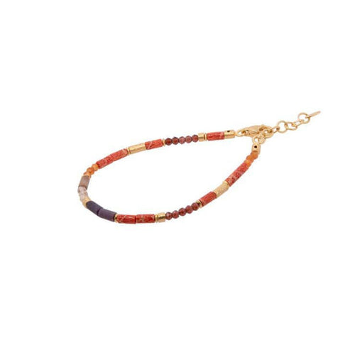Coral, Carnelian, Garnet, Ruby, Jasper & Zircon 24K Gold Vermeil Bracelet-Joyla-Renee Taylor Gallery