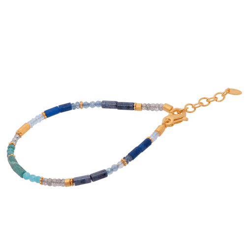Amazonite, Chrysocolla, Lapis, Turquoise, Pearls,Dumortierite, Blue Topaz 24K Gold Vermeil Bracelet - N03 044010B-Joyla-Renee Taylor Gallery