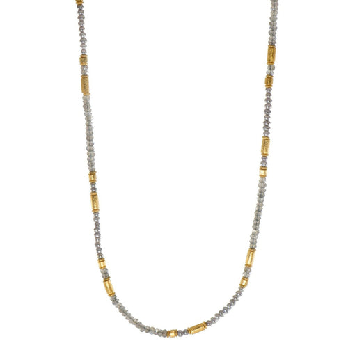 3mm Labradorite, Grey Pearl 24K Gold Vermeil Necklace-Joyla-Renee Taylor Gallery
