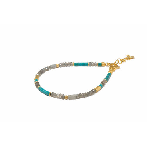 3mm Turquoise & Labradorite 24K Gold Vermeil Bracelet-Joyla-Renee Taylor Gallery